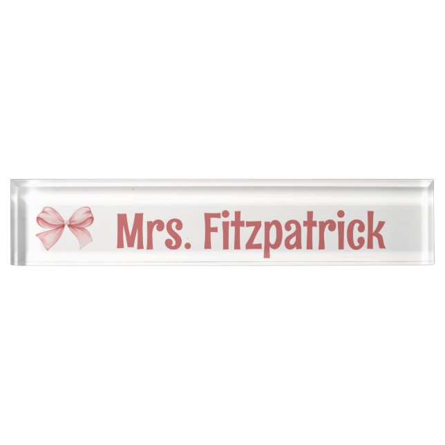 Chic Custom with pink coquette Bow Detail Nameplate (Front)