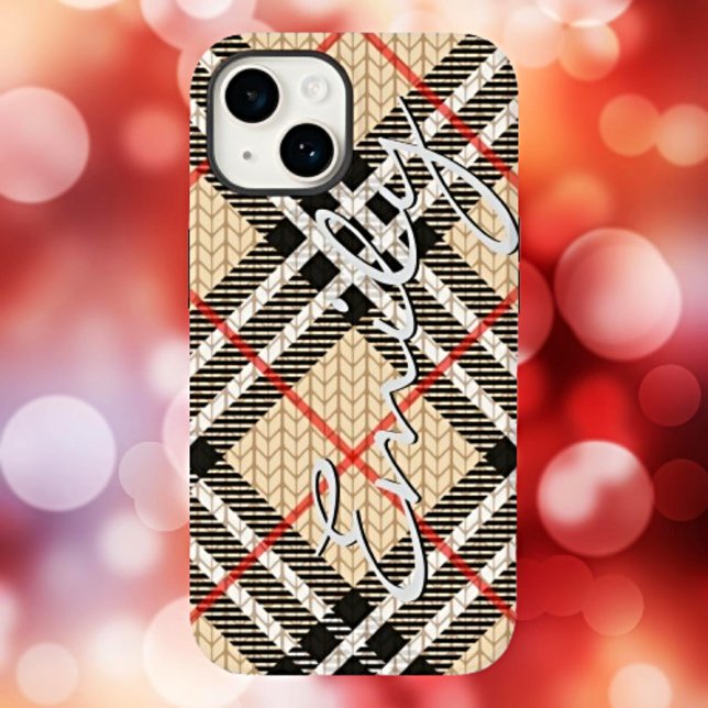 Chic Customisable Fabric Chequered  Case-Mate iPhone Case (Creator Uploaded)