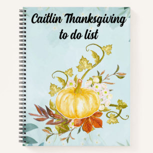 Chic customisable thanksgiving to do list notebook