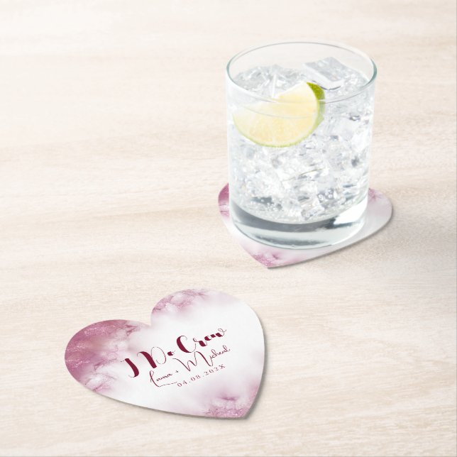 Chic Customised Name Marble I Do Crew Wedding Paper Coaster (Insitu)