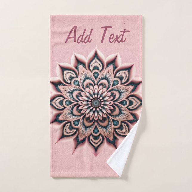 Chic Customised Rose Gold Glitter Mandala Yoga Hand Towel (Hand Towel)