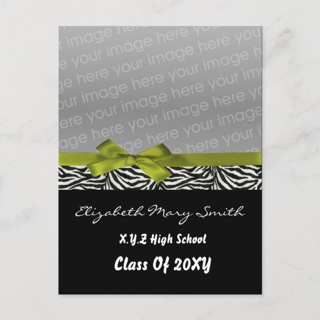 chic cute bow green photo Graduation Invitation (Front)