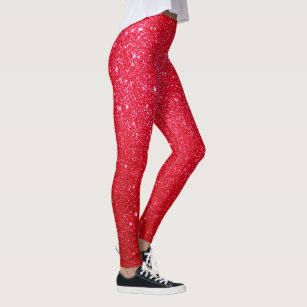chic cute bright red glitter pattern leggings