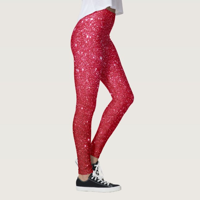 chic cute bright red glitter pattern leggings (Right)
