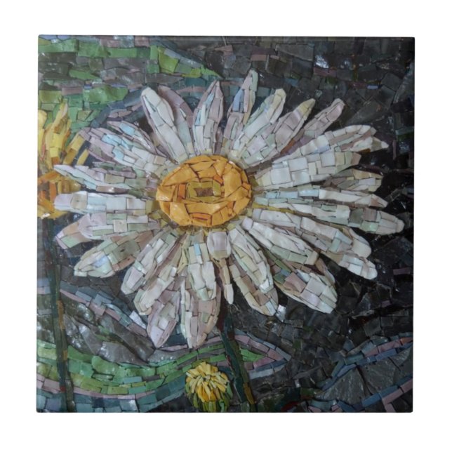 Chic Cute Daisy Floral Tile Mosaic Ceramic Tile (Front)
