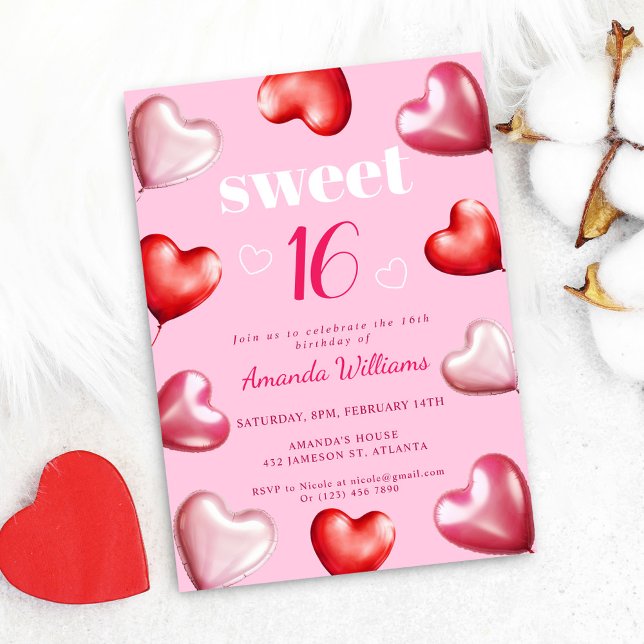 Chic Cute Girly Pink Sweet 16 Birthday Party Invitation (Chic Cute Girly Pink Sweet 16 Birthday Party Invitation)