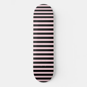 Chic Cute Light Pink and Black Stripes Skateboard