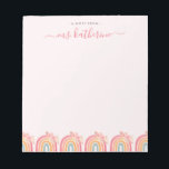 Chic Cute pink boho rainbow with florals  Notepad<br><div class="desc">Cute pink boho rainbow with florals notepad perfect as a gift for teachers.</div>