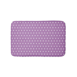 Chic Cute Polka Dots Lavender Purple and White Bath Mat