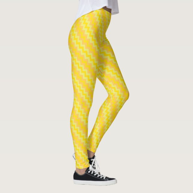 Chic Daffodil Yellow and Orange Chevrons Pattern Leggings (Right)