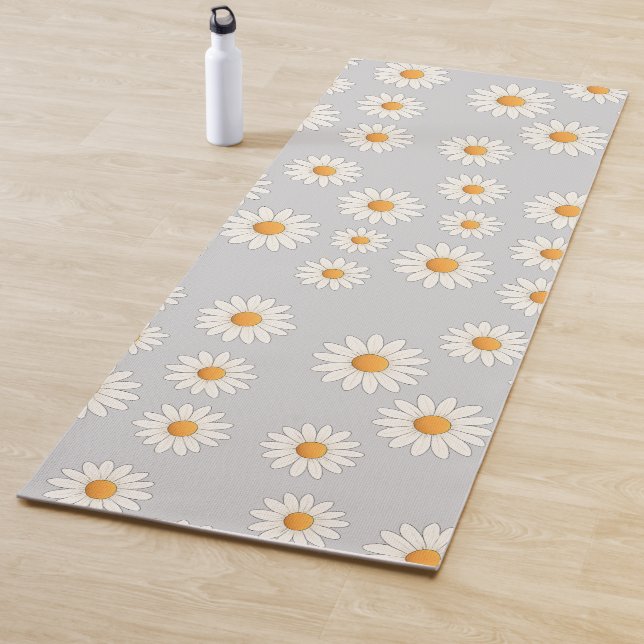 Chic Daisy Flower Pattern – Cute Floral Designe -  Yoga Mat (In Situ)