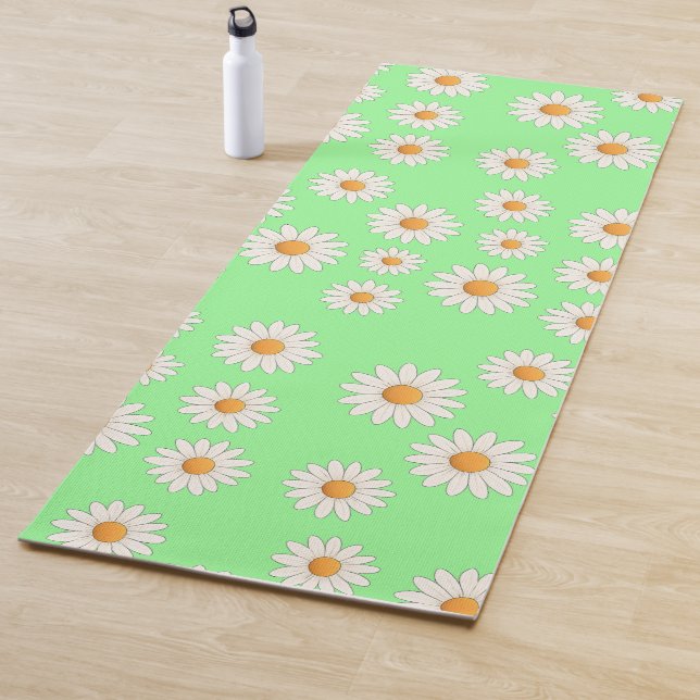 Chic Daisy Flower Pattern – Cute Floral Designe -  Yoga Mat (In Situ)