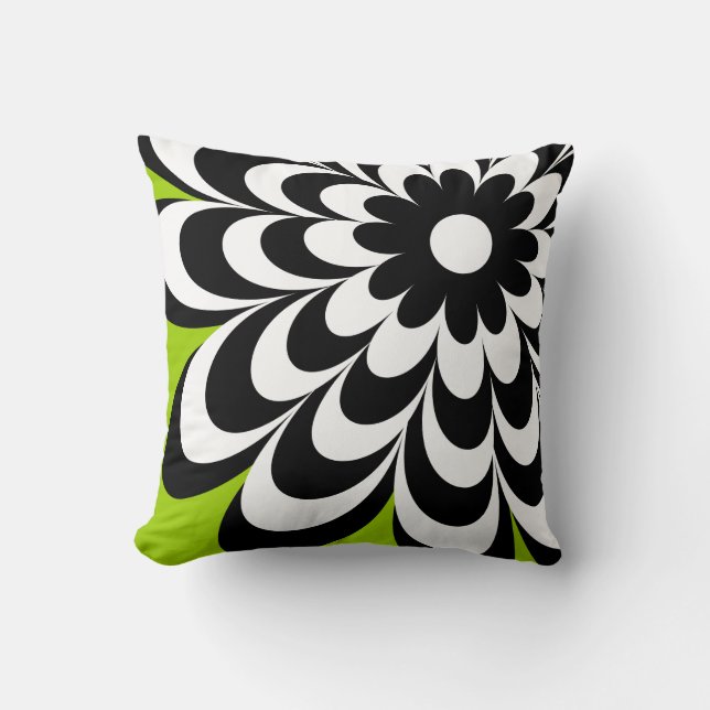 Chic Daisy Personalised Throw Pillow - Lime Green (Front)