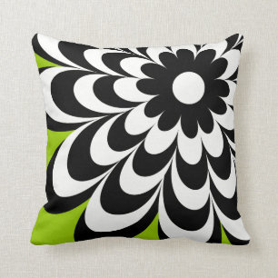 Chic Daisy Personalised Throw Pillow - Lime Green
