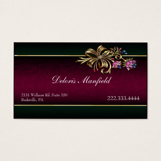 Chic Damask and Gold Business Card
