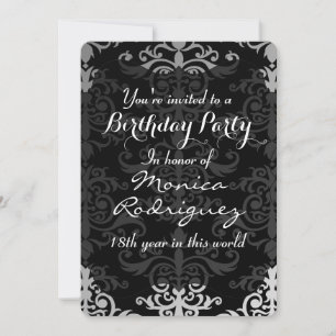Chic damask birthday invitation
