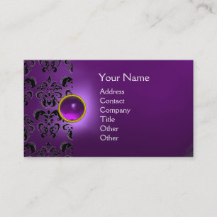 CHIC DAMASK GEM  MONOGRAM purple Business Card