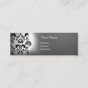 CHIC DAMASK GEM MONOGRAM white Mini Business Card
