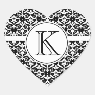 Chic Damask Heart Sticker