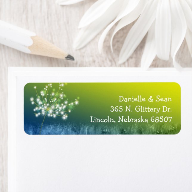 Chic Dandelion Green Wedding Return Address (Insitu)