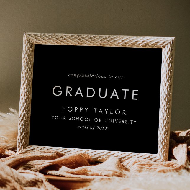 Chic Dark Black Congratulations Graduate Poster (Creator Uploaded)