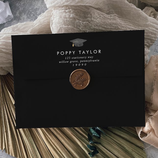 Chic Dark Black Graduation Announcement Envelope (Creator Uploaded)