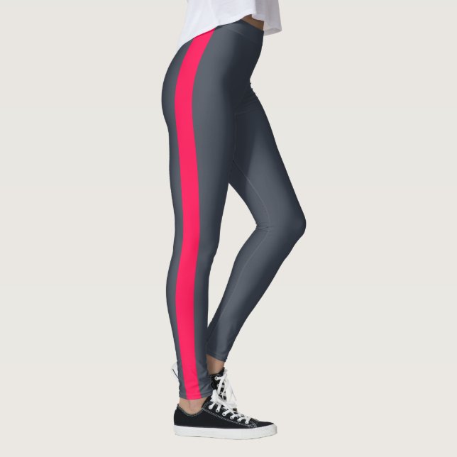Chic Dark Blue Bright Pink Side Panel Leggings (Right)
