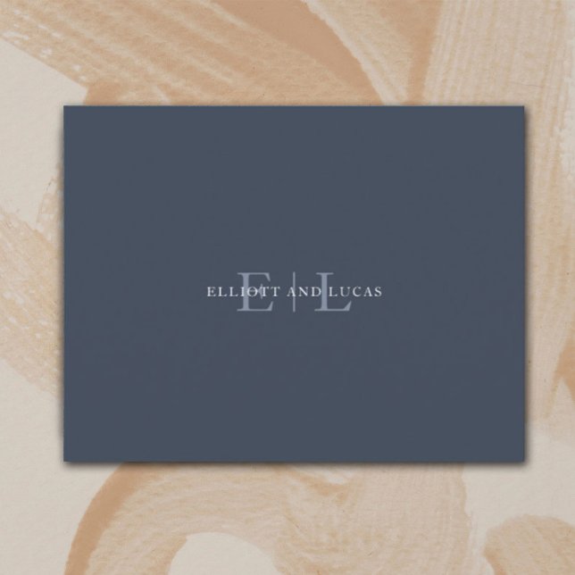 Chic Dark Blue Wedding Monogram Note Card (Creator Uploaded)