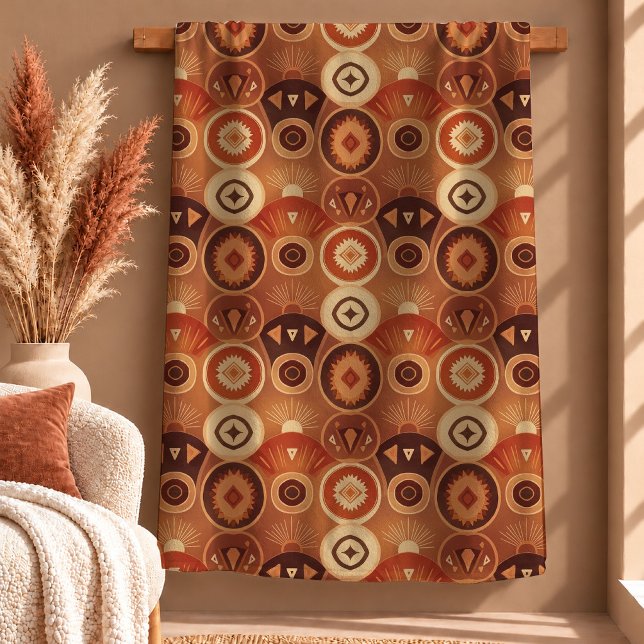 Chic Dark Brown Copper Rainbow Pattern Pillow Fleece Blanket (Chic Dark Brown Copper Rainbow Pattern Pillow)