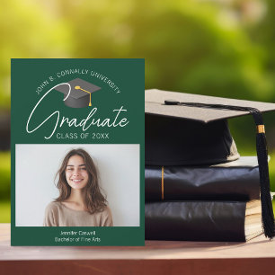 Chic Dark Green Graduate Photo 2026 Graduation Announcement
