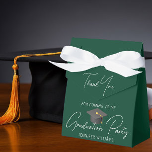 Chic Dark Green Graduation Party Thank You Favour Box