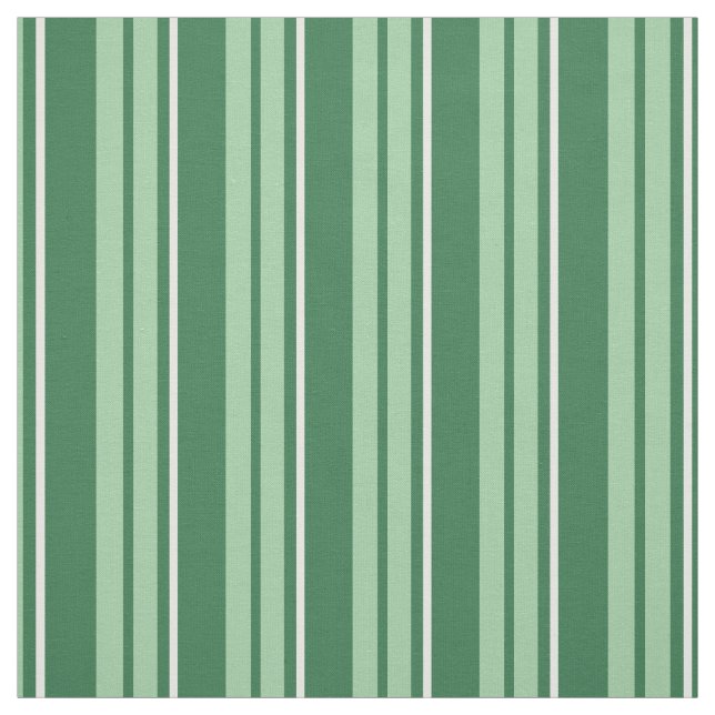 Chic Dark Green, Pale Green, White Barcode Stripes Fabric (Swatch)