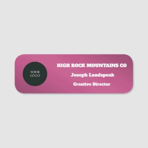 Chic Dark Pink Metallic Business Employee Logo Name Tag