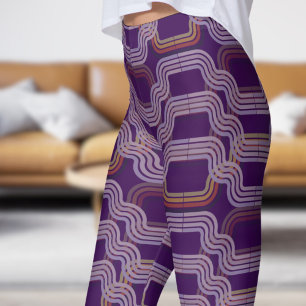 Chic Dark Purple Curves Pattern Leggings