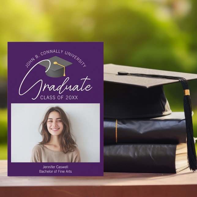 Chic Dark Purple Graduate Photo 2025 Graduation Announcement (Creator Uploaded)