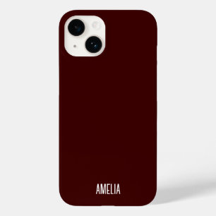 Chic Dark Red &White script Personalised Name Case-Mate iPhone 14 Case