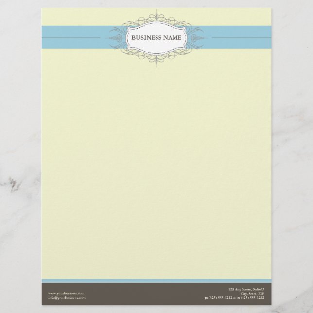 Chic Deco Baby Blue Customised Letterhead (Front)