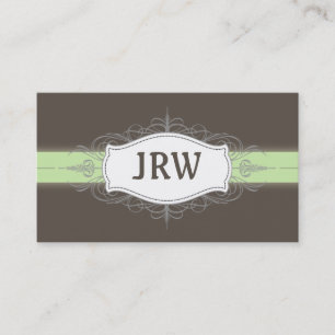 Chic Deco Frame Monogram Mint Business Card
