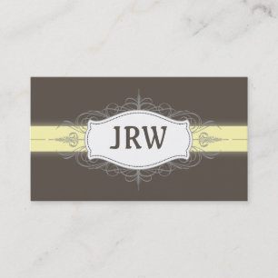 Chic Deco Frame Monogram Yellow Business Card