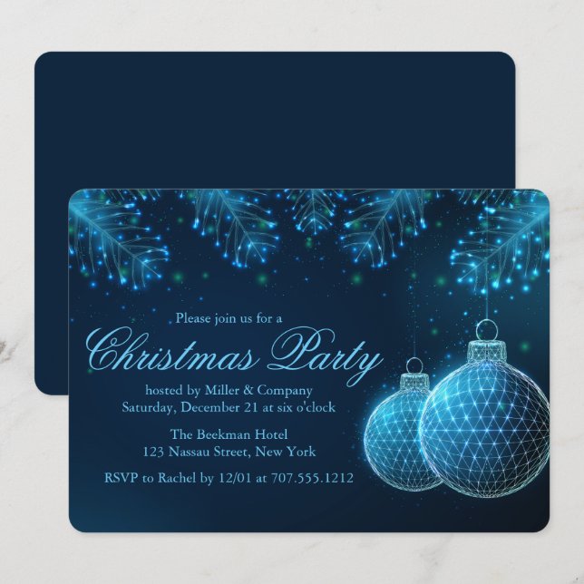 Chic Decorations Baubles Corporate Christmas Party Invitation (Front/Back)