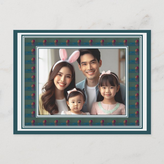 Chic Decorative Eggs Colourful Framed Photo Easter Postcard (Front)