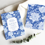 Chic Delft Blue Chinoiserie Floral Bridal Shower Invitation<br><div class="desc">This chinoiserie-inspired design features elegant botanical florals,  birds and greenery in delft blue and white. Personalise the invite with your details and if you want to further re-arrange the style and placement of the text,  please press the "Click to customise further" button.</div>