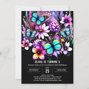 Chic Delicate Mystical Butterfly Birthday Invitation