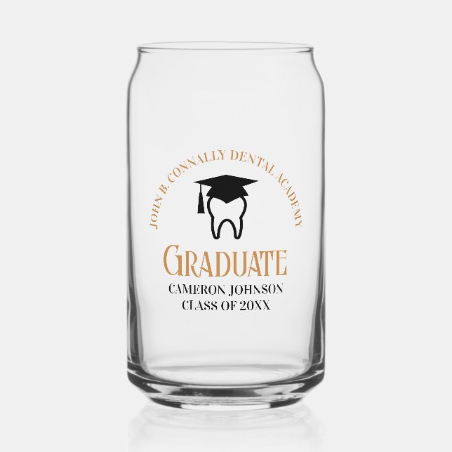 Chic Dental School Custom Dentist Graduation Can Glass (Front)