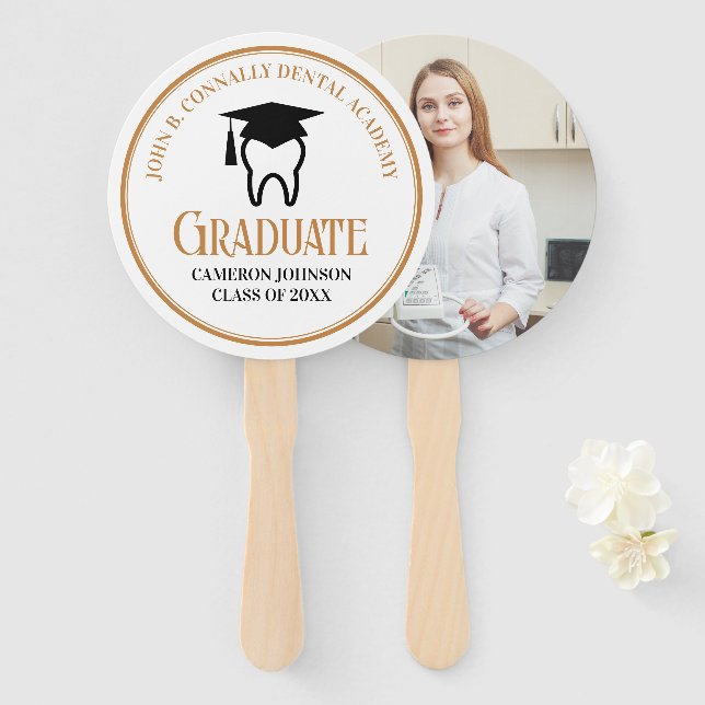 Chic Dental School Custom Dentist Graduation Party Hand Fan (Front and Back)