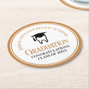 Chic Dental School Custom Dentist Graduation Party Round Paper Coaster