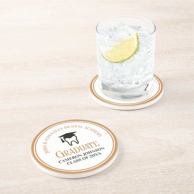 Chic Dental School Custom Graduate Keepsake Coaster (Side)