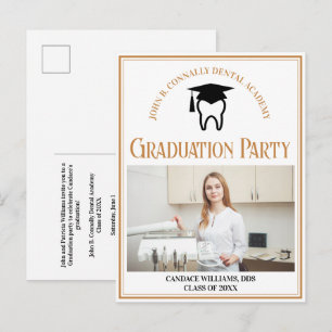 Chic Dental School Photo Custom Graduation Party Invitation Postcard