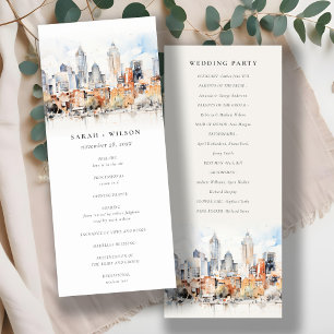 Chic Denver Colorado Skyline Wedding Program Invitation