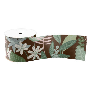 Chic Desert Brown Retro Butterfly Foliage Garden Grosgrain Ribbon